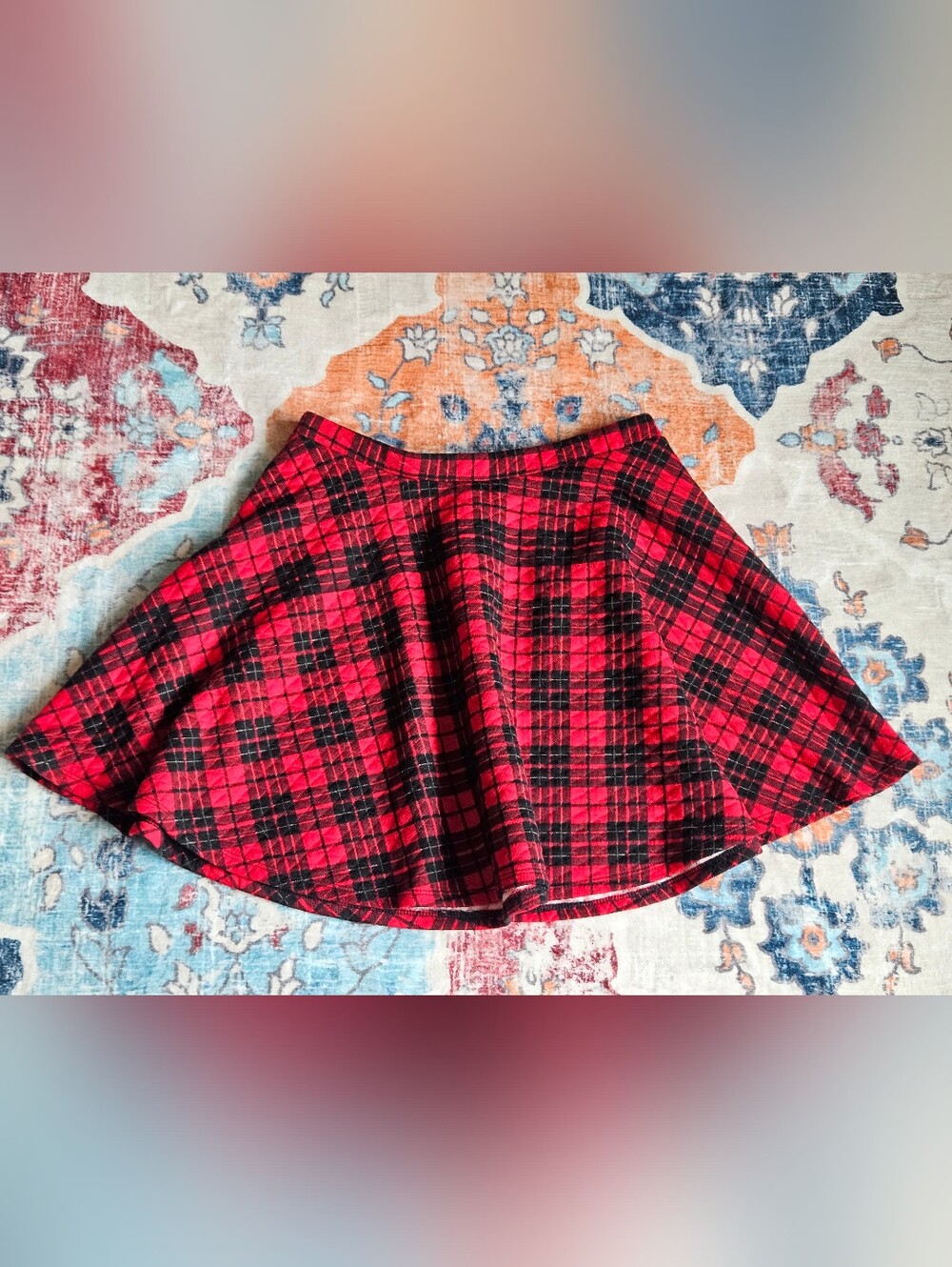 Women's Red Plaid A-Line Skirt - Women's Skater Style